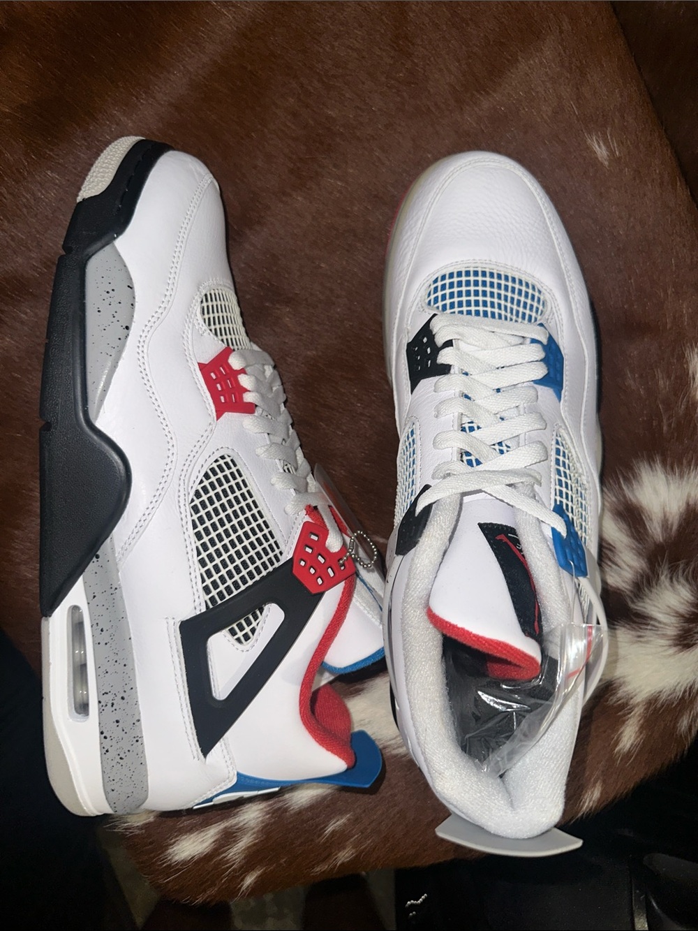 Nike Air Jordan 4 Retro What The White Fire Red Military Blue Size 14 Men’s